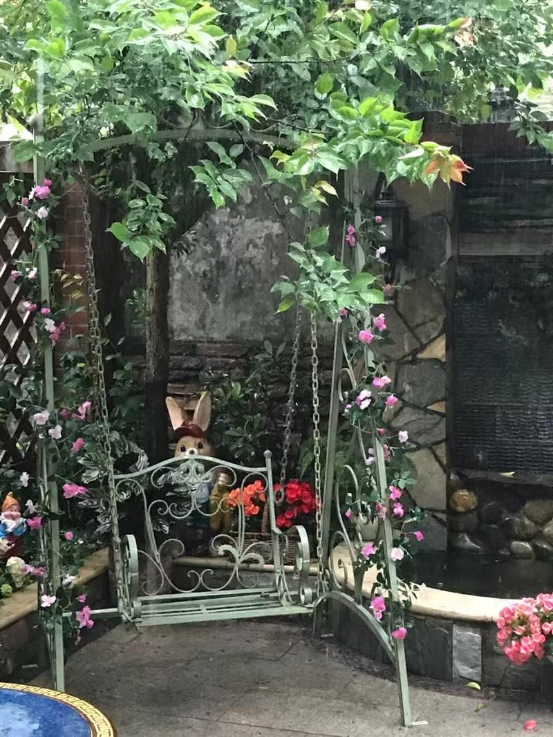 Swing Chair, Retro Wrought Iron Outdoor Single Swing Hanging Basket Rocking Chair, Courtyard Garden Chair Children's Hanging Chair