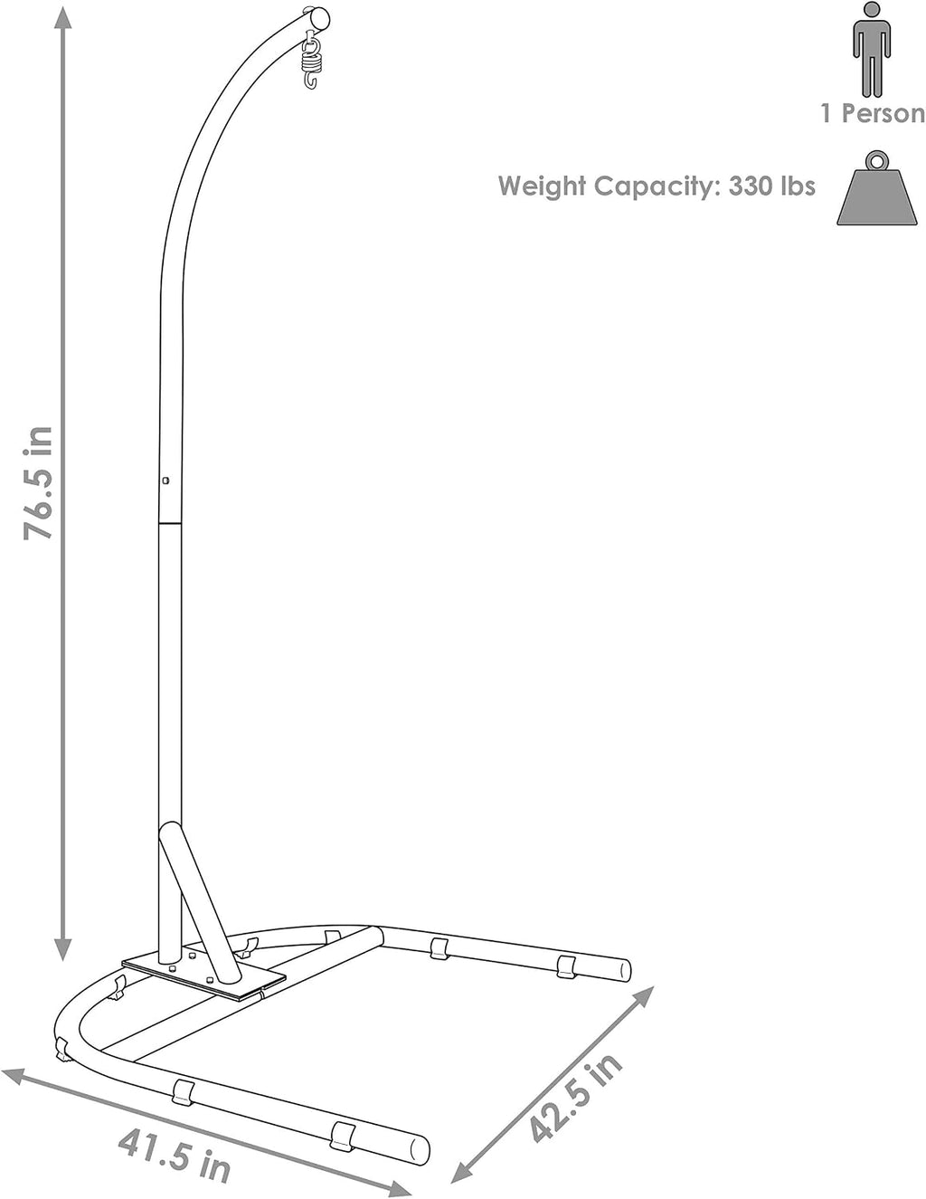 Sunnydaze Steel U-Shape Hanging Egg Chair Stand - Indoor and Outdoor Use - 330-Pound Weight Capacity - 76 Inches Tall