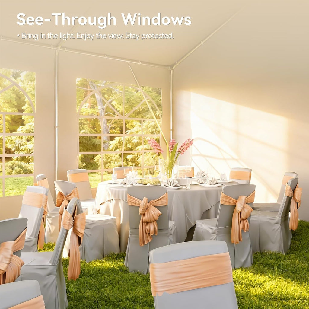 Aoxun 20x20 Party Tent Canopy for Weddings Waterproof Event Tent with Removable Sidewalls &Roll-up Door, Heavy-Duty Steel Frame for Outdoor Weddings, BBQ, Birthday Parties, & Camping,White