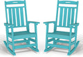 Plawdlik Oversized Outdoor Rocking Chair - All-Weather Resistant,HDPE Heavy Duty Patio Rockers with High Back - Perfect for Porch,Garden,Modern Style Set of 2-Aruba