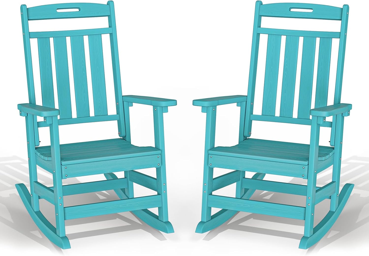 Plawdlik Oversized Outdoor Rocking Chair - All-Weather Resistant,HDPE Heavy Duty Patio Rockers with High Back - Perfect for Porch,Garden,Modern Style Set of 2-Aruba