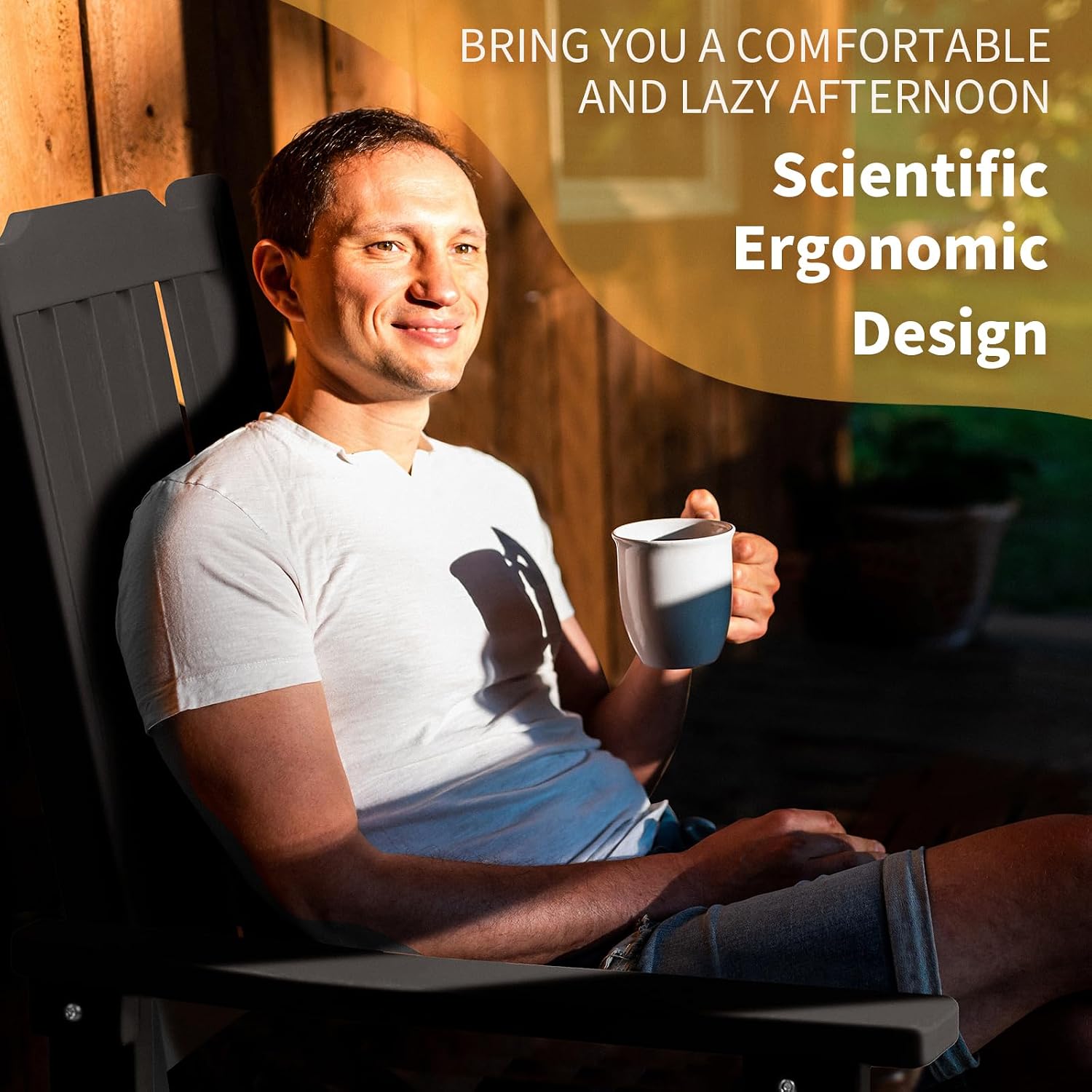 Outdoor Rocking Chair, Oversized All Weather High Back Porch Rocker, Patio Rockers for Outside