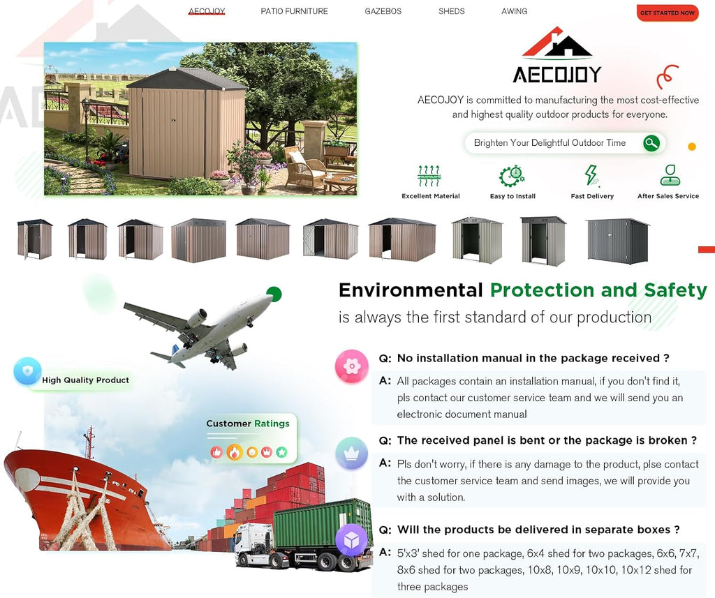 AECOJOY 6x4 Shed, Small Outdoor Metal Storage Sheds & Outdoor Storage Clearance, 4x6 Utility and Tool Garden Shed with Lockable Doors for Backyard, Patio, Outside Use