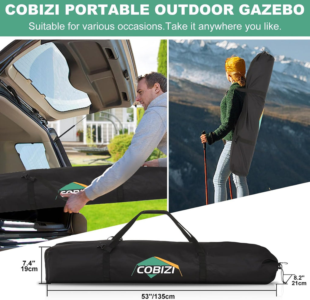 COBIZI 6x6 Pop up Gazebo Tent, Ez up Waterproof Screen Tent Screen House, Portable Outdoor Canopy Sun Shelter with Carry Bag & Ground Stakes for Camping, Garden and Picnics, Blue(Upgraded 2.0)