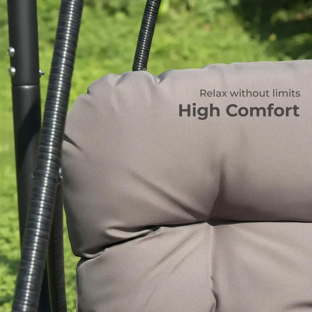 JESE Swing Egg Chair with Stand – UV Resistant Waterproof Cushion & Cup Holder Included, Indoor/Outdoor Hanging Hammock Chair for Patio, Bedroom, Balcony, Garden (Black)
