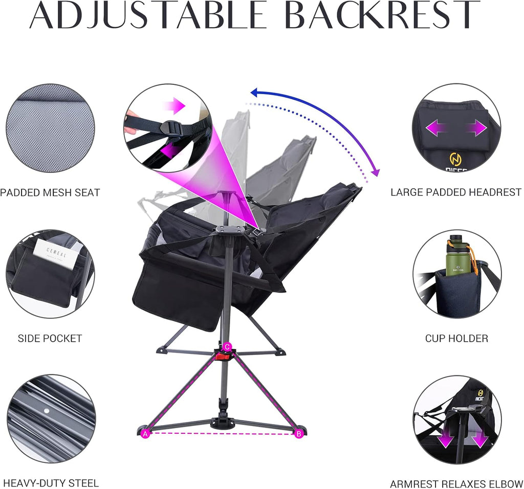 Nice C Hammock Camping Chair, Outdoor Camping Chair Rocker, Portable Swinging Sports Chair, High Back with Stand, Cup Holder, Side Pocket, Heavy Duty, Sport (2-Pack)