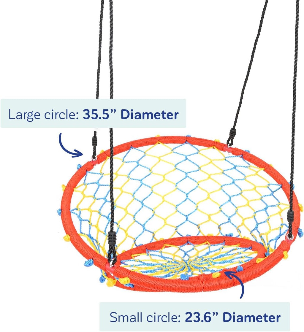 Fun and Function - Web Chair Swing - Indoor/Outdoor Swing for Kids - Hanging Spider Net Swing Chair - Web Swing for Tree, Playground, Ceiling or Frame - Up to 220 lbs