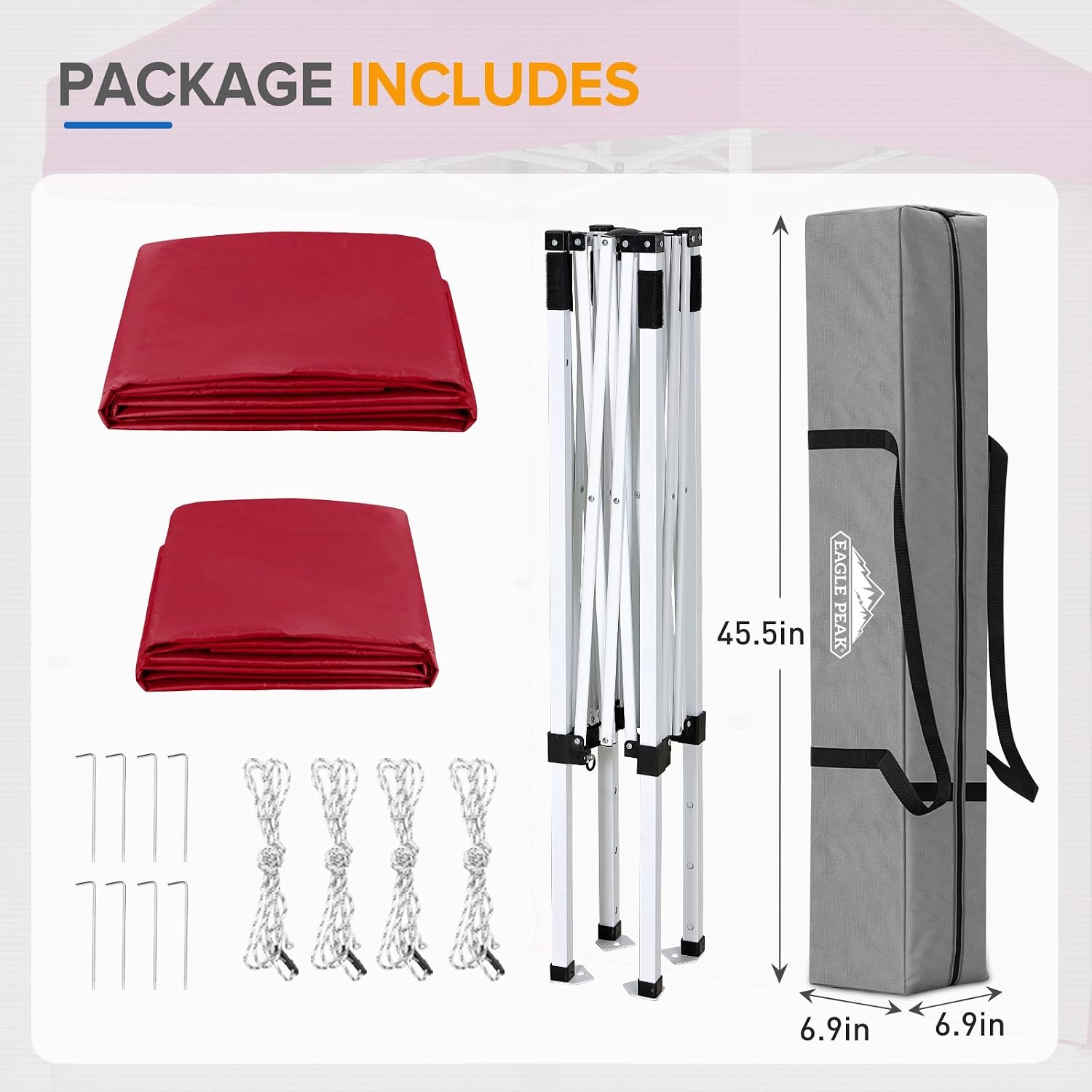 EAGLE PEAK Pop up Canopy 5x5, Outdoor Portable Canopy Tent with One Removable Sunwall, Carry Bag Included, Burgundy
