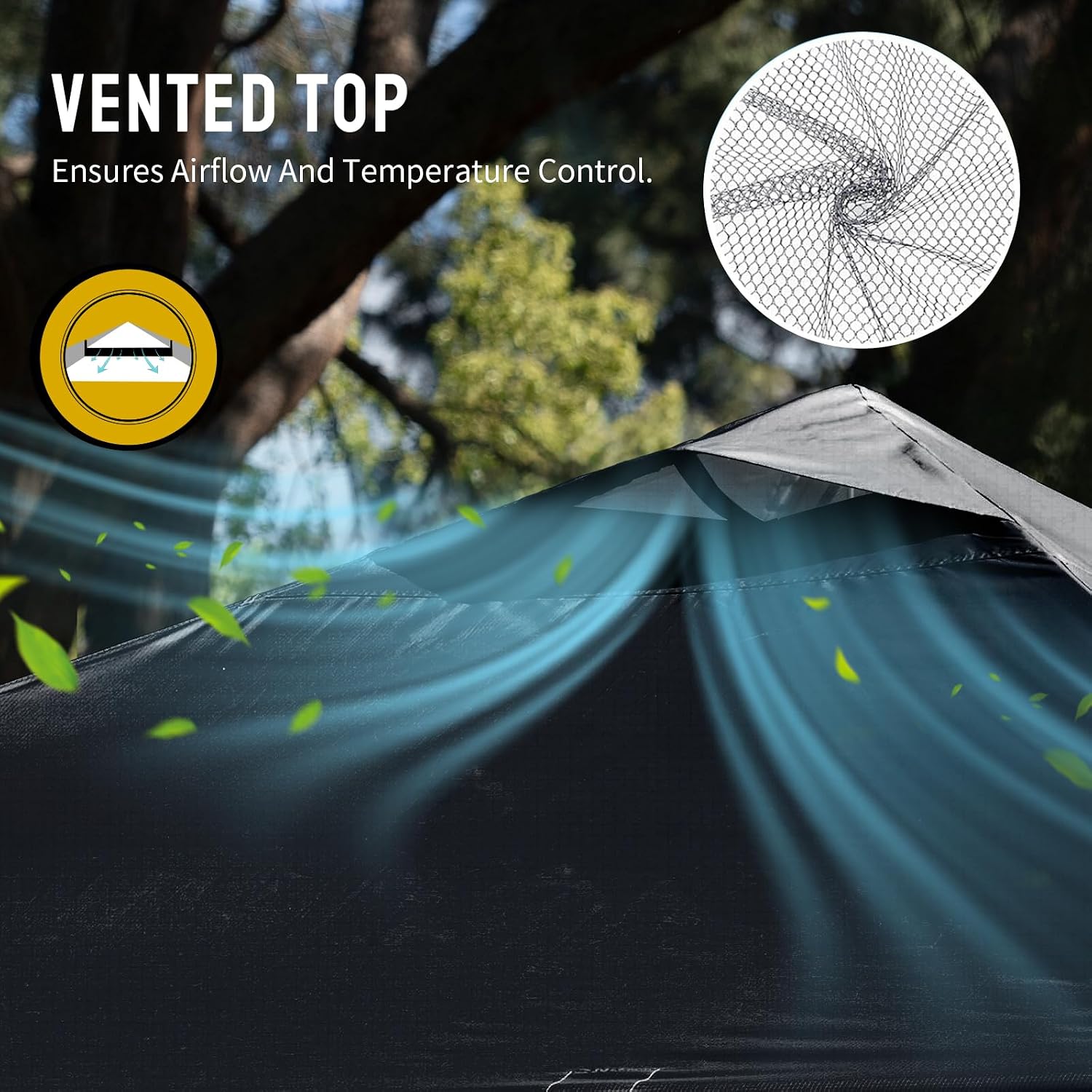 CROWN SHADES 12x12 Pop Up Canopy Outside Canopy, Patented One Push Tent Canopy with Wheeled Carry Bag, Bonus 8 Stakes and 4 Ropes, Black