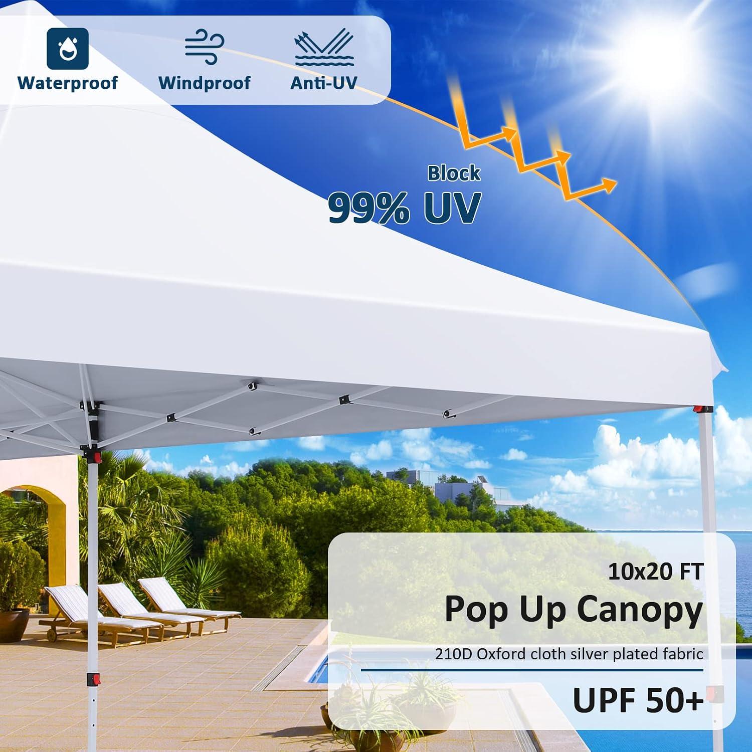 COBIZI 10x20ft Pop Up Canopy Tent with 6 Removable Sidewalls, Easy Up Commercial Canopy, Waterproof and UV50+ Gazebo with Portable Bag, Adjustable Leg Heights,Party Tents for Parties, with 4 Sandbags