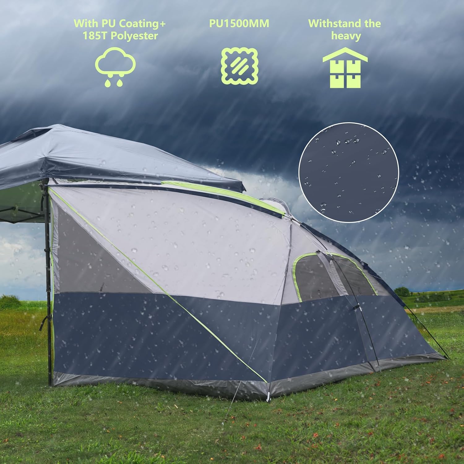 UNP Canopy Side Tent, Camping Cube Tents for Pop Up Canopies,Easy Up Side Tents for 4-Person, Fit with 10'x10' Outdoor Canopy Tent (Dark Blue)
