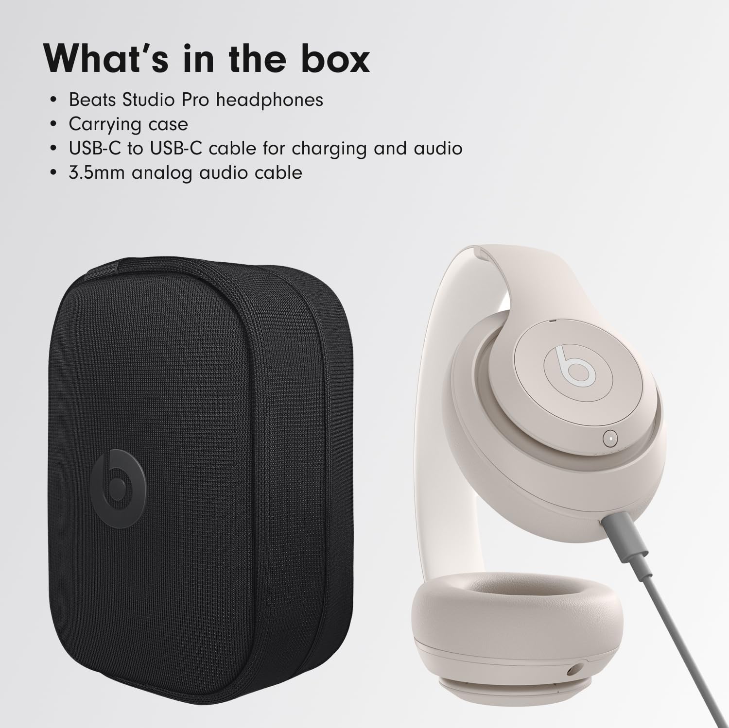 Beats Studio Pro Premium Wireless Over-Ear Headphones- Up to 40-Hour Battery Life, Active Noise Cancelling, Great for Travel & Commuting, USB-C Lossless Audio, Apple & Android Compatible - Sandstone