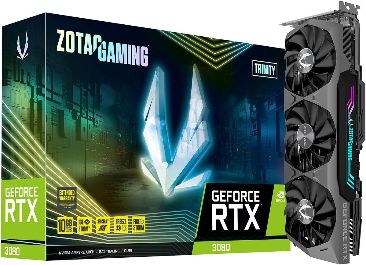 ZOTAC Gaming GeForce RTX 3080 Trinity 10GB GDDR6X 320-bit 19 Gbps PCIE 4.0 Gaming Graphics Card, IceStorm 2.0 Advanced Cooling, Spectra 2.0 RGB Lighting, ZT-A30800D-10P