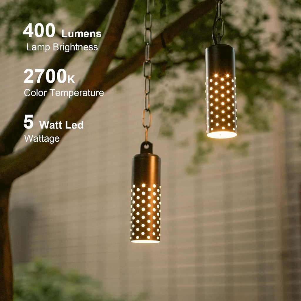 GOODSMANN Landscape Lighting Brass Low Voltage Landscape Pendant Lights 5W LED Outdoor 12V AC Handing Tree Lights for Gazebo, Gardens with Replaceable LED Bulbs Cabel Connectors (2 Pack)