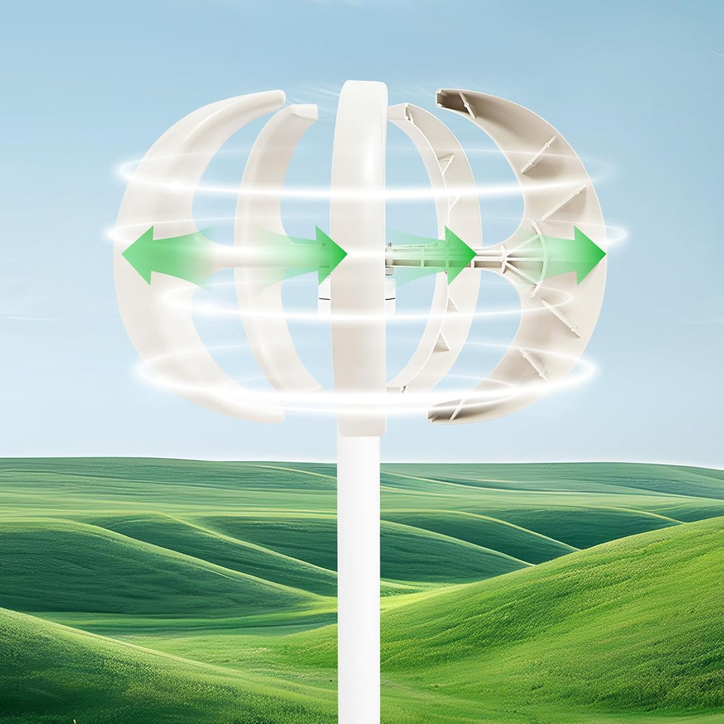 Wind Turbine Generator, 12V 600W Vertical Axis Wind Generator 5-Blade Lantern Shape Windmill Generator with Controller and Automatic Wind Angle Function, Permanent Magnet Wind Generator for Home Use