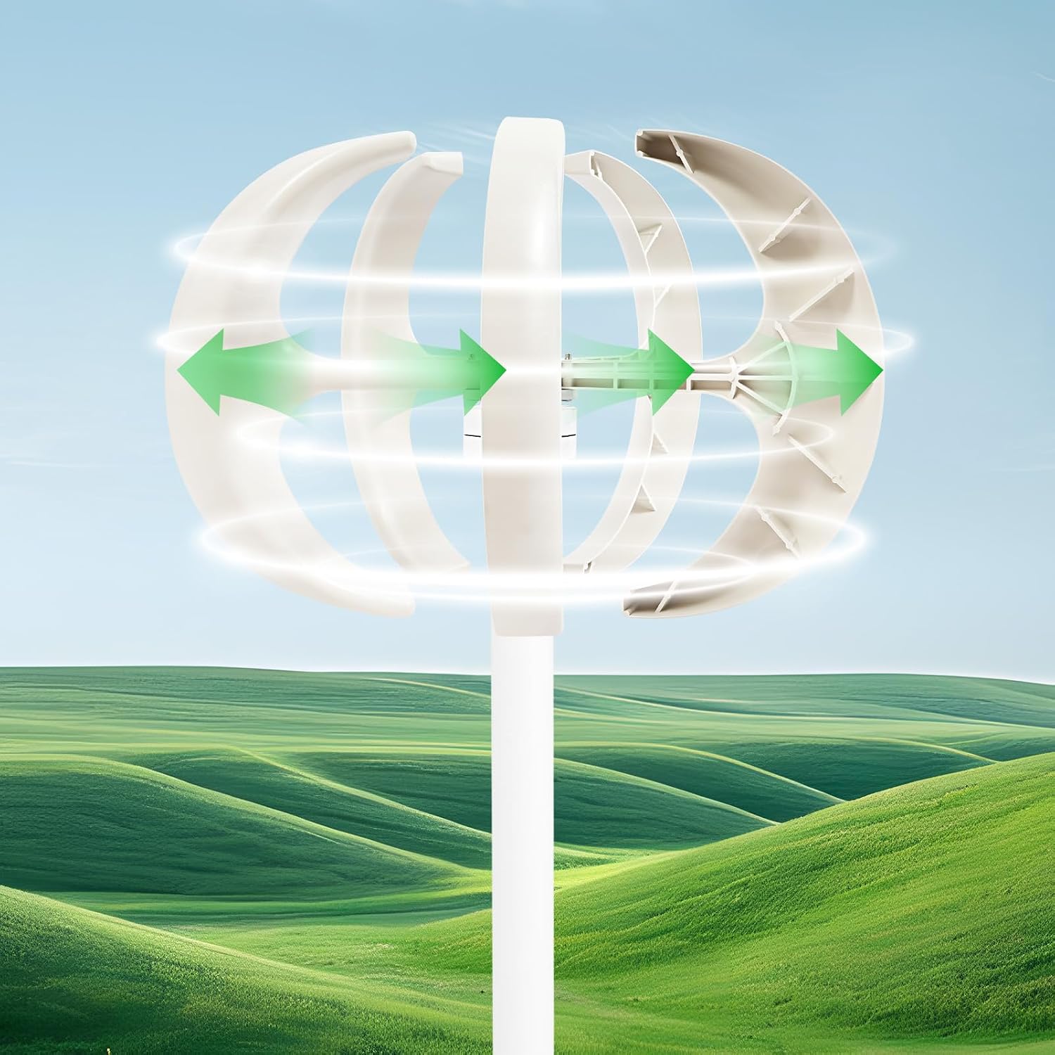 Wind Turbine Generator, 12V 600W Vertical Axis Wind Generator 5-Blade Lantern Shape Windmill Generator with Controller and Automatic Wind Angle Function, Permanent Magnet Wind Generator for Home Use