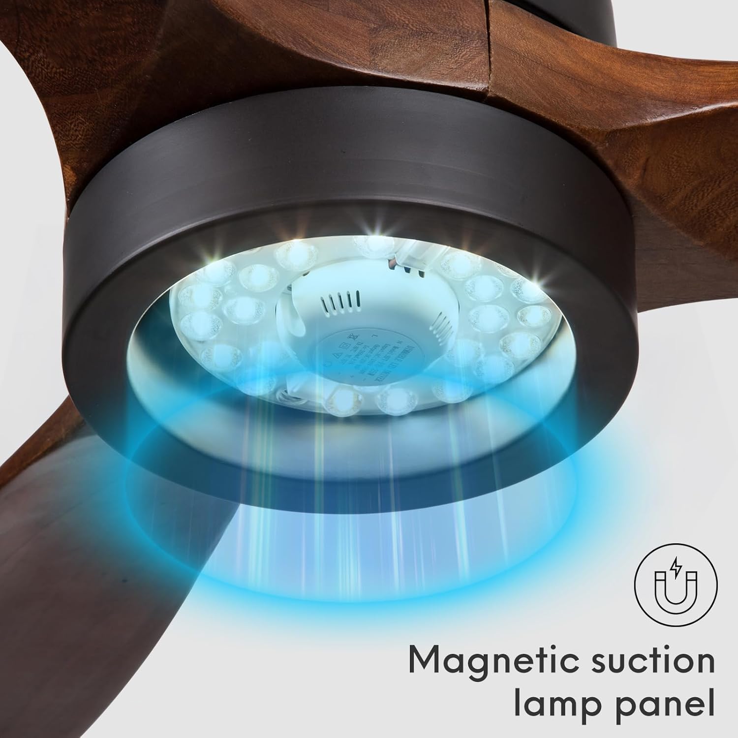 EKIZNSN 42' Wet Rated Ceiling Fans with Lights Outdoor Hanging for Gazebo Waterproof, DC Motor w 3 Reversible Walnut Wood Blades, Walnut