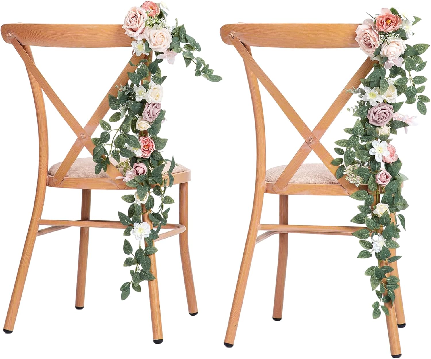 10pcs Wedding Chair Decorations Aisle Floral Swag Artificial Pew Flowers Hanging Garland White & Pink for Ceremony Reception Church Rose Floral Faux Arrangement Party Outdoor Garden Decor