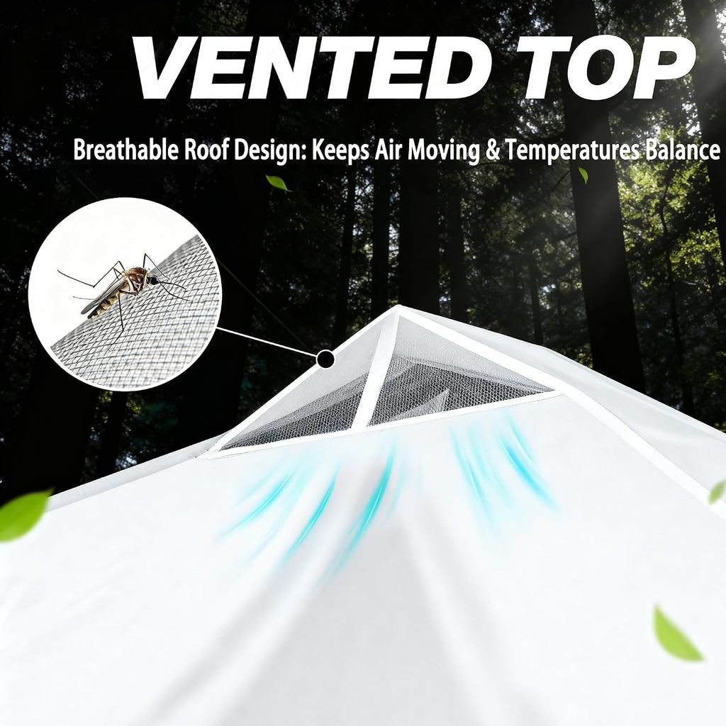 SANWAY 10x10 Pop Up Canopy Tent with Sidewalls x 4 – Easy Setup Canopy Tent, Waterproof, UV-Resistant, Portable with Carry Bag for Outdoor Events, Camping, and Backyard Parties – Silver White