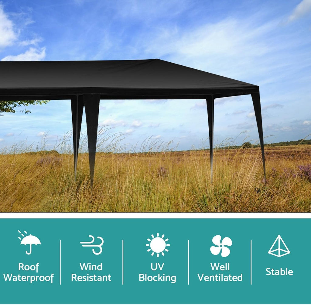 Party Tent for Outdoor Wedding, Birthday, Event, Patio Gazebo, Carport Canopy Shade With Removable Sidewalls & Transparent Window (10'x20'/6 Sidewalls Black)