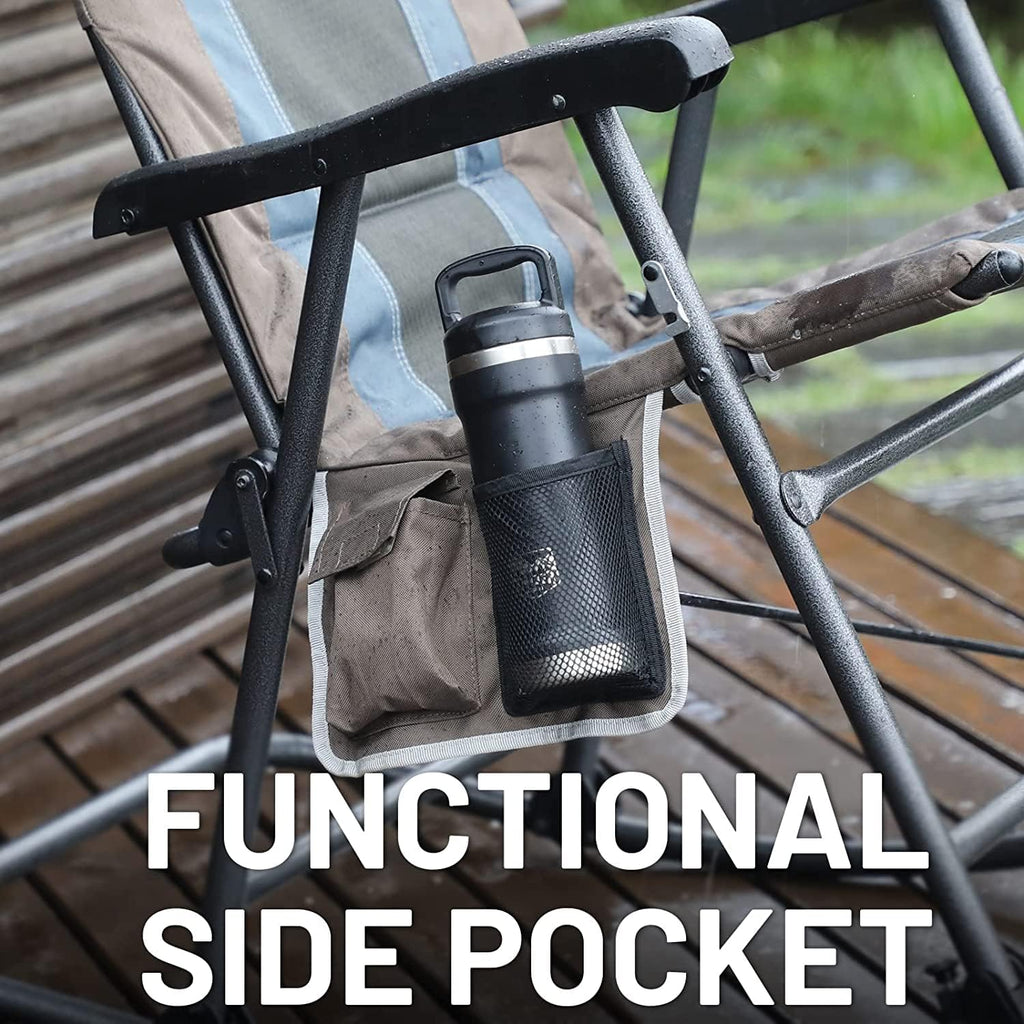 TIMBER RIDGE Outdoor Folding Rocking Chair, 29' Padded High Back Neck & Back Support, Hard Armrests for Easy Stand Up, Stable Steel Frame Supports 300 lb, Quick Fold for Patio, Lawn & RV Camping,Brown