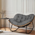 Outdoor Egg Rocking Chair, Indoor Papasan Rocking Chair with Thick Cushion, Modern Lounge Rocker for Balcony, Living Room, Bedroom, Porch, Lawn, Garden (Gray)