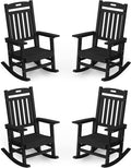 YEFU Outdoor Rocking Chairs Set of 4: Patio Rocking Chair for Adult, Outdoor Rocker Weather Resistant, Easy to Assemble, Safe&Comfortable, Black