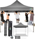 COBIZI 10x10 Pop Up Canopy Without Sidewall,Heavy Duty Canopy UPF 50+ All Season Wind Waterproof Commercial Outdoor Wedding Party Tents for Parties Canopy Gazebo with Carry Bag(10 x 10 ft Gray)