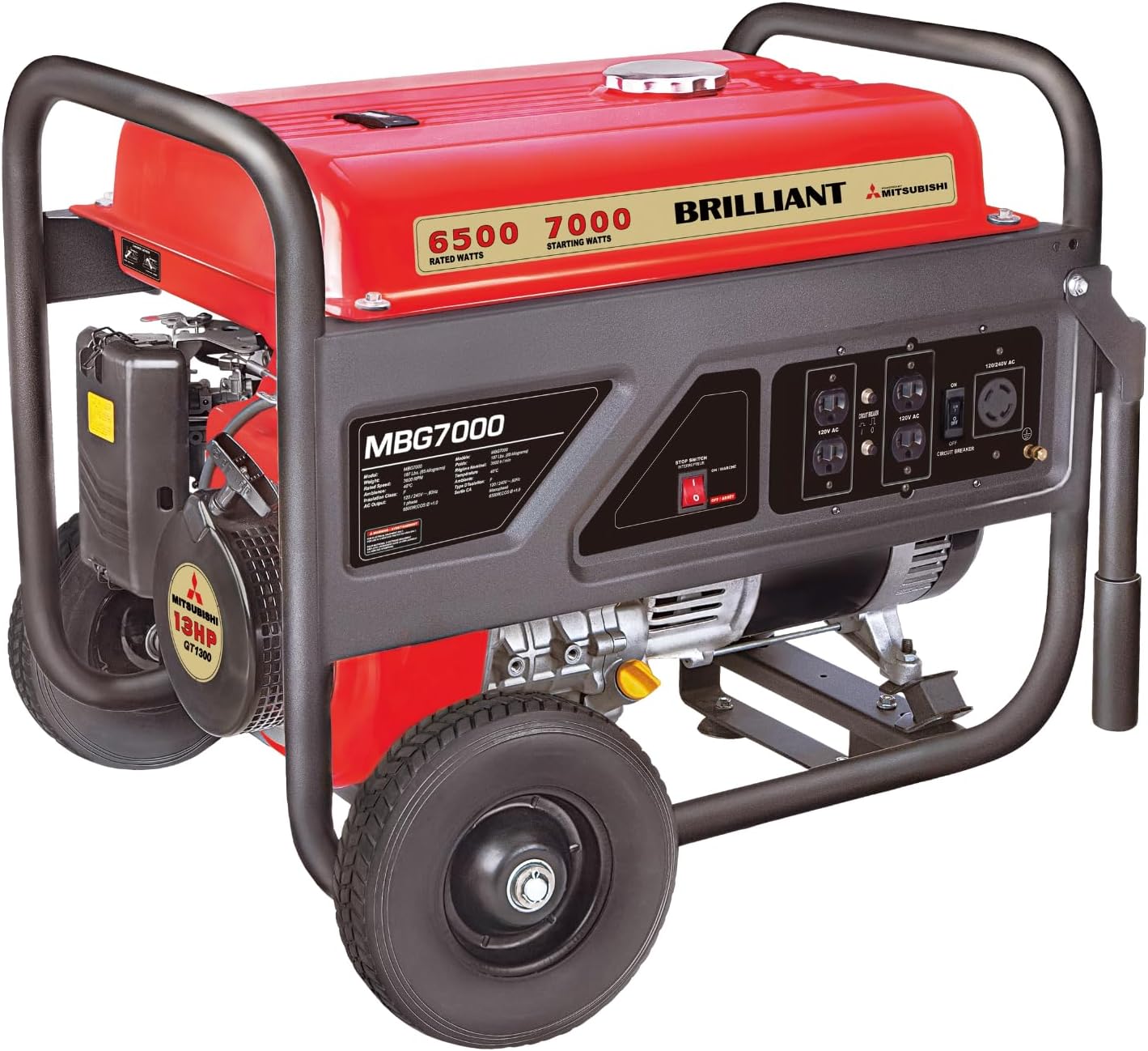 TOOLCY 7000W Gas Generator – Heavy-Duty Gas Powered Generator for Jobsite & Emergency Power, 120V/240V 60Hz, AVR, Steel Frame, Recoil Start, Not for Sale in California