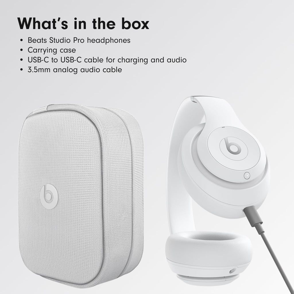 Beats Studio Pro Premium Wireless Over-Ear Headphones- Up to 40-Hour Battery Life, Active Noise Cancelling, Great for travel & commuting, USB-C Lossless Audio, Apple & Android Compatible - Matte White
