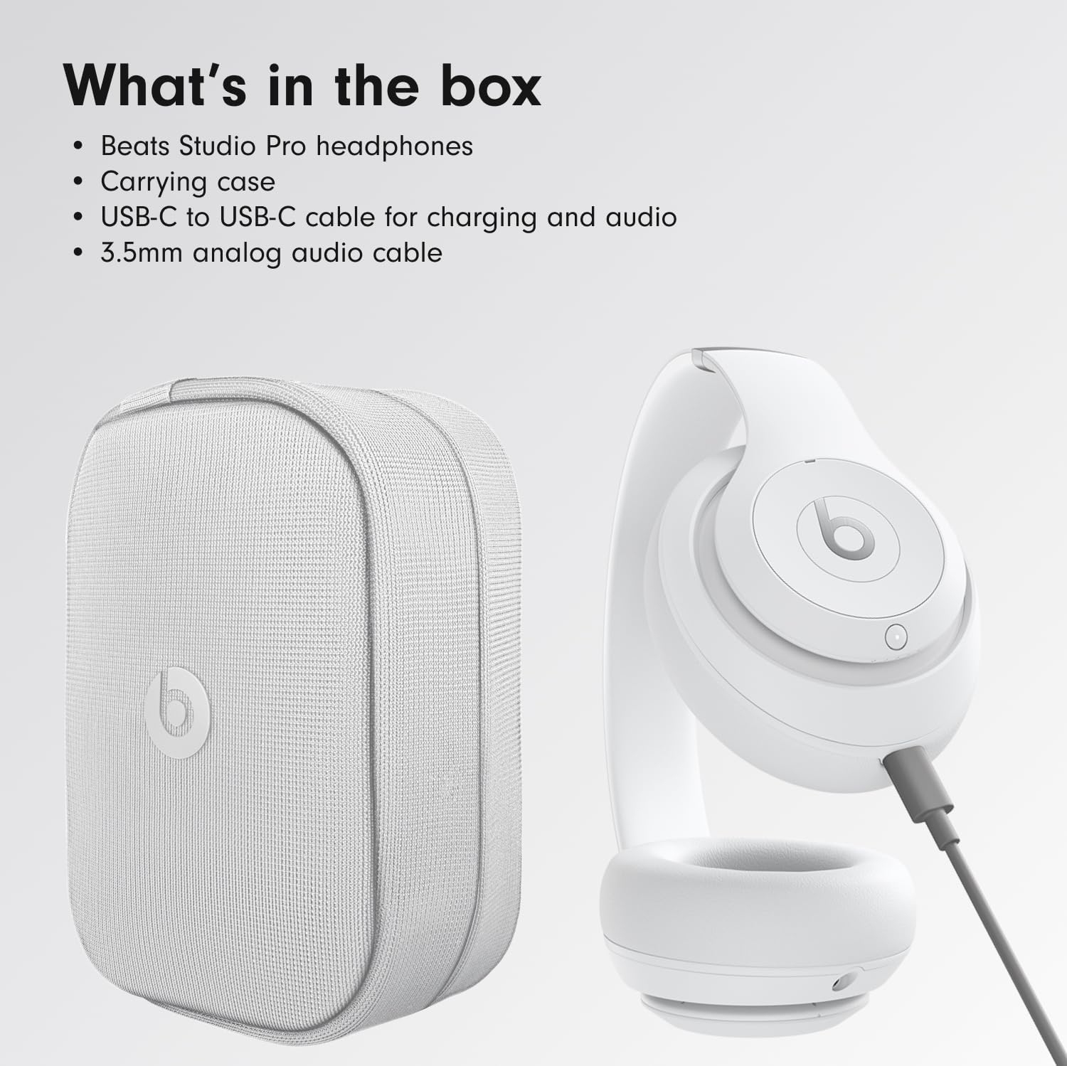 Beats Studio Pro Premium Wireless Over-Ear Headphones- Up to 40-Hour Battery Life, Active Noise Cancelling, Great for travel & commuting, USB-C Lossless Audio, Apple & Android Compatible - Matte White