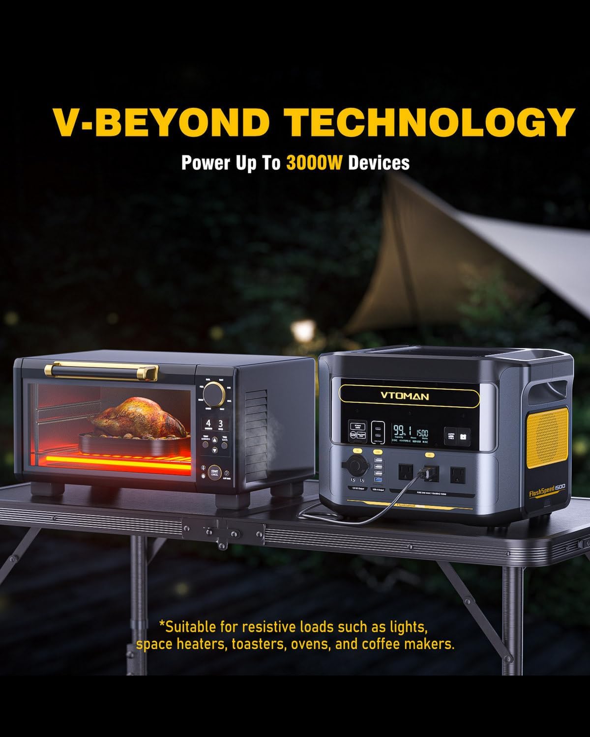VTOMAN FlashSpeed 1500 Solar Generator with Extra Battery & 400W Solar Panel, Expand Capacity from 1548Wh to 3096Wh, Portable Power Station for Camping, Power Outages, Emergency Backup, RV Travel