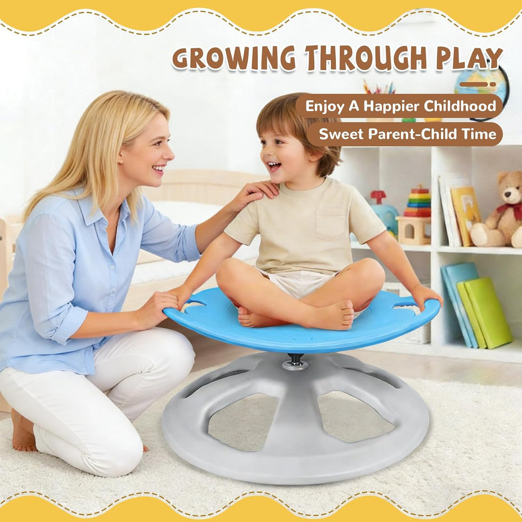 Zhenx Spinning Chair for Autistic Kids with Handles - 220LBS Capacity Sensory Swivel Seat - Sensory Toy for Teens with ADHD/Autism - Sit and Spin Calming Gift to Improve Focus & Body Balance (Blue)