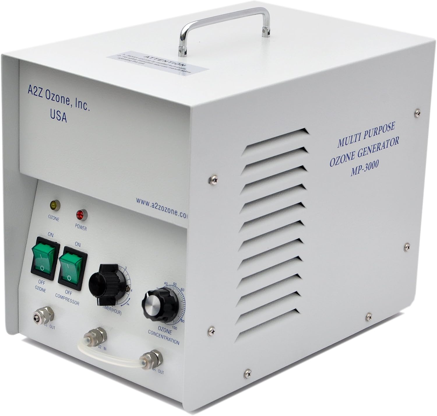 MP-3000 Ozone Generator, Light-Duty Ozonator, for Water-use with Optional Oxygen Hookup, up to 3000 mg/hr, with Timer Function