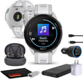 Garmin Forerunner 165 Music GPS Running Smartwatch, Fitness Tracker Smart Watch for Women and Men Bundle with Accessories - Mist Gray/Whitestone