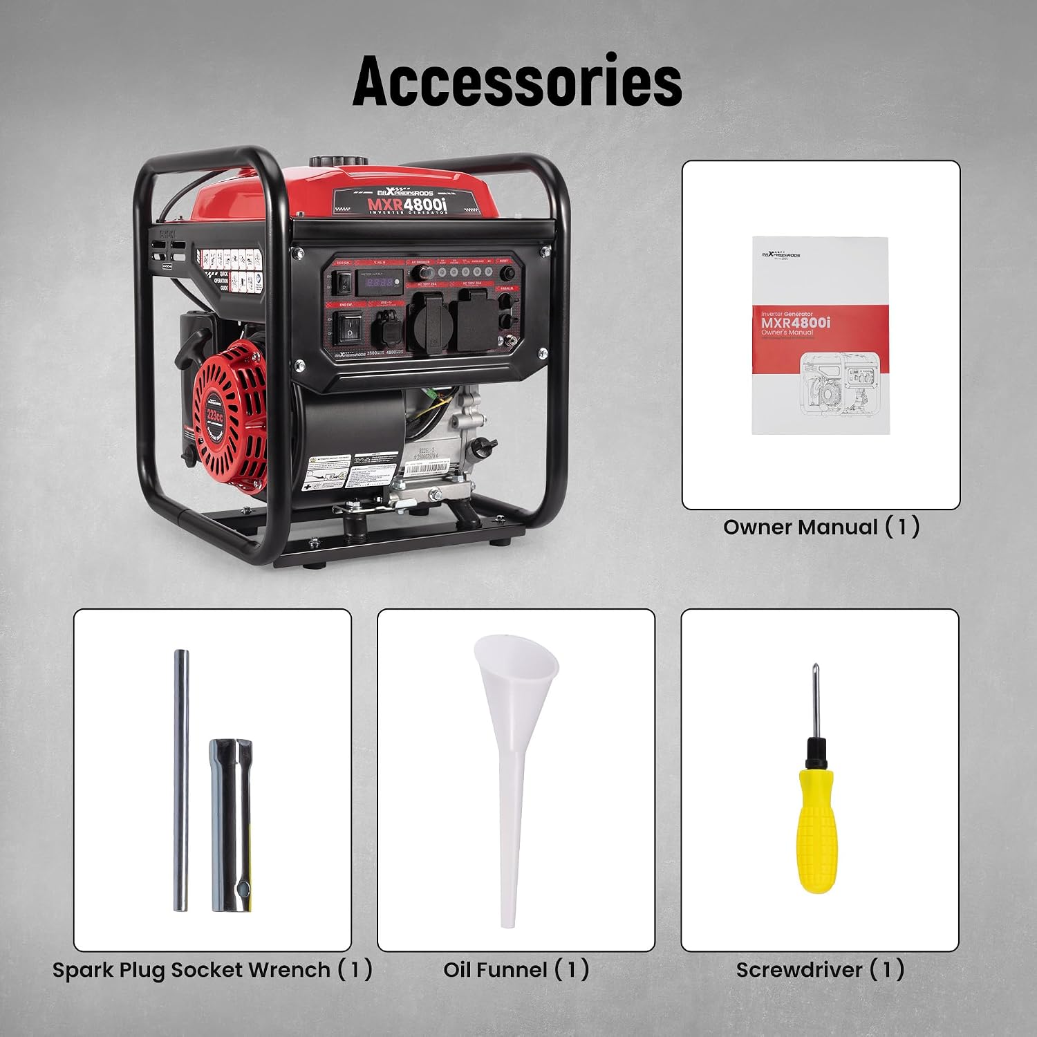 maXpeedingrods 4800 Watt Gasoline Inverter Generator, Gas Powered Open Frame Generator with ECO Mode for Outdoor Camping, Home Backup