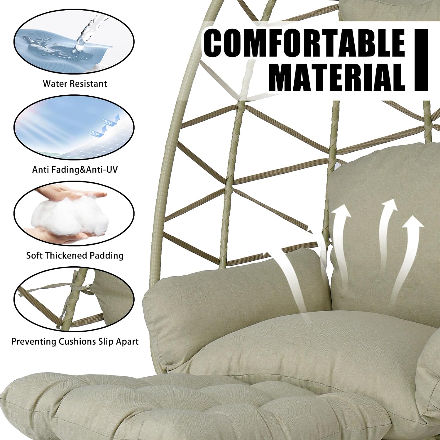 Hanging Egg Chair with Stand & Leg Rest,Rattan Wicker Swing Chair with Cushion,Patio Basket Hanging Chair Wicker Hammock Chair for Indoor Outdoor Bedroom Garden,300LBS (Coffee Rattan&Coffee Cushion)