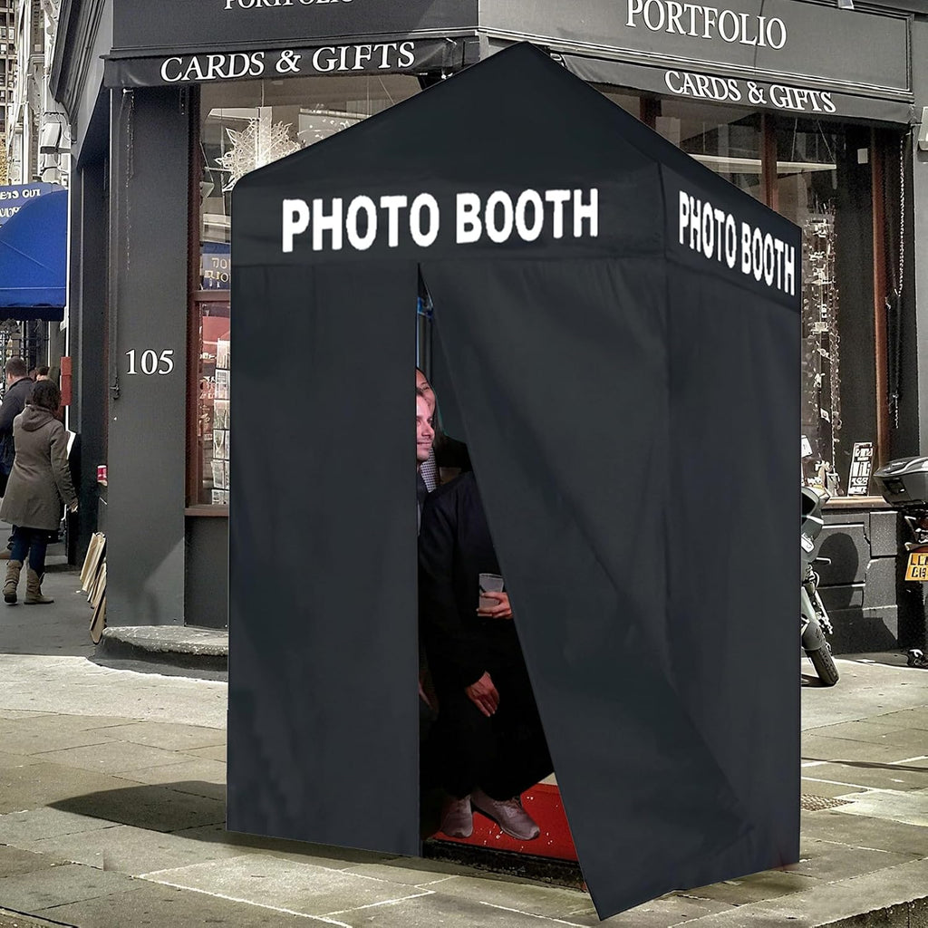 Eurmax USA 5x5 Pop Up Canopy Tent,Commercial Tent with Patented No-Tip Rolling Bag,4 Zippered Removable Walls,UV & Water Resistant Canopy Top,Heavy Duty Outdoor Gazebo,Instant Shelter(Printed Black)