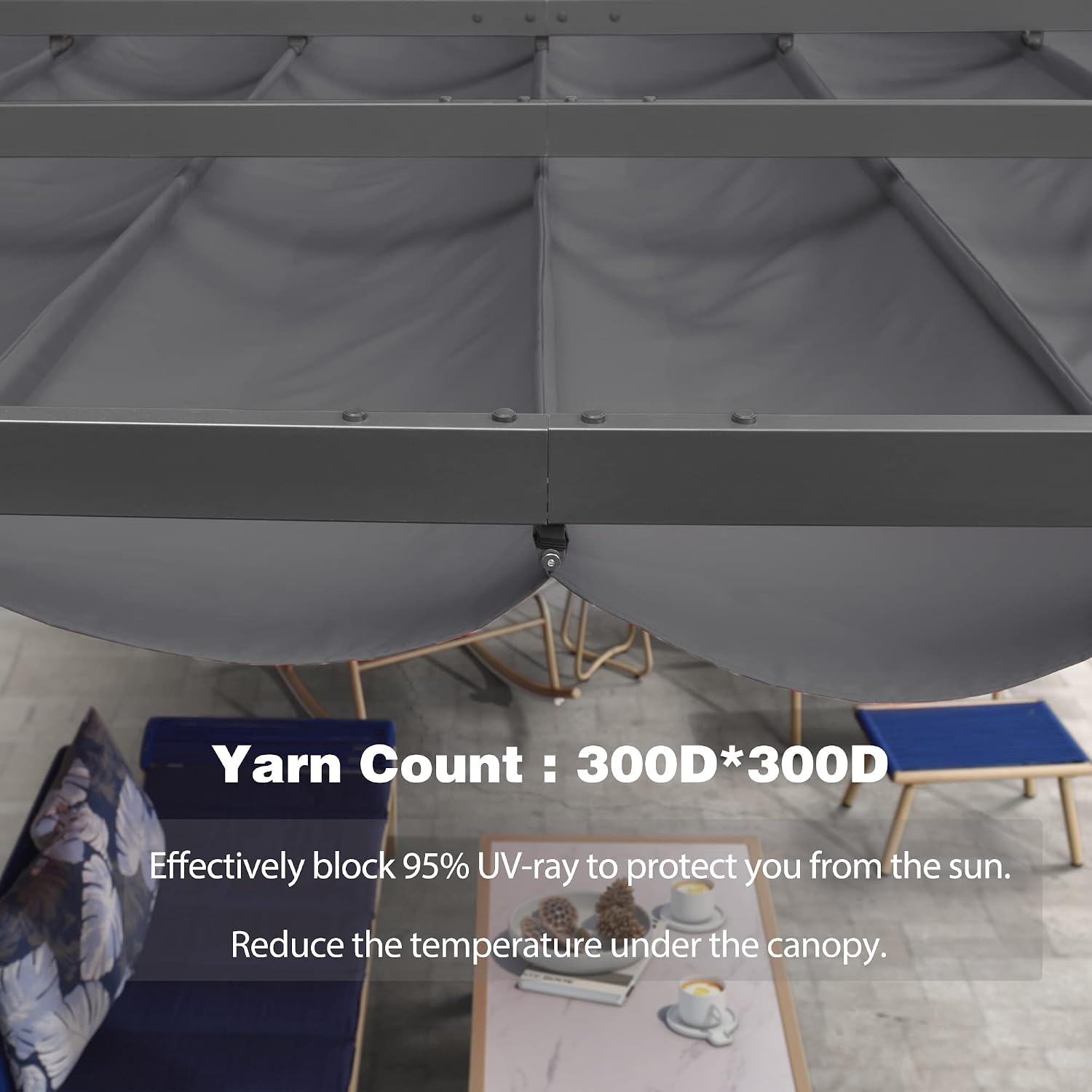 PURPLE LEAF Pergola Shade Cover for 10' X 12' Deck Porch Outside Outdoor Retractable Durable Fabric Canopy Replacement Top Only Gray