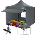 COBIZI 10x10 Pop Up Canopy Tent with Awning & Sidewalls, Heavy Duty Commercial 10X10 Canopy Tents Instant Waterproof, UPF 50+ Sun Shade for Outdoor, Parties, Markets (Gray)