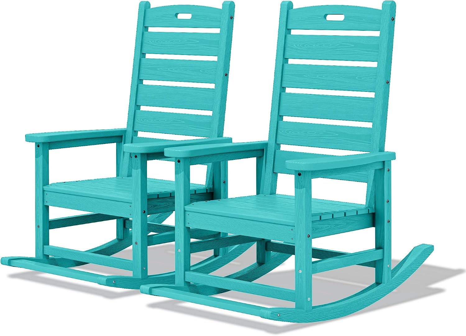 SERWALL Outdoor Rocking Chair Set of 2, Oversized HDPE Patio Rocking Chair with Footrest for Adults, All Weather Porch Rocker for Deck Patio Balcony, Aruba