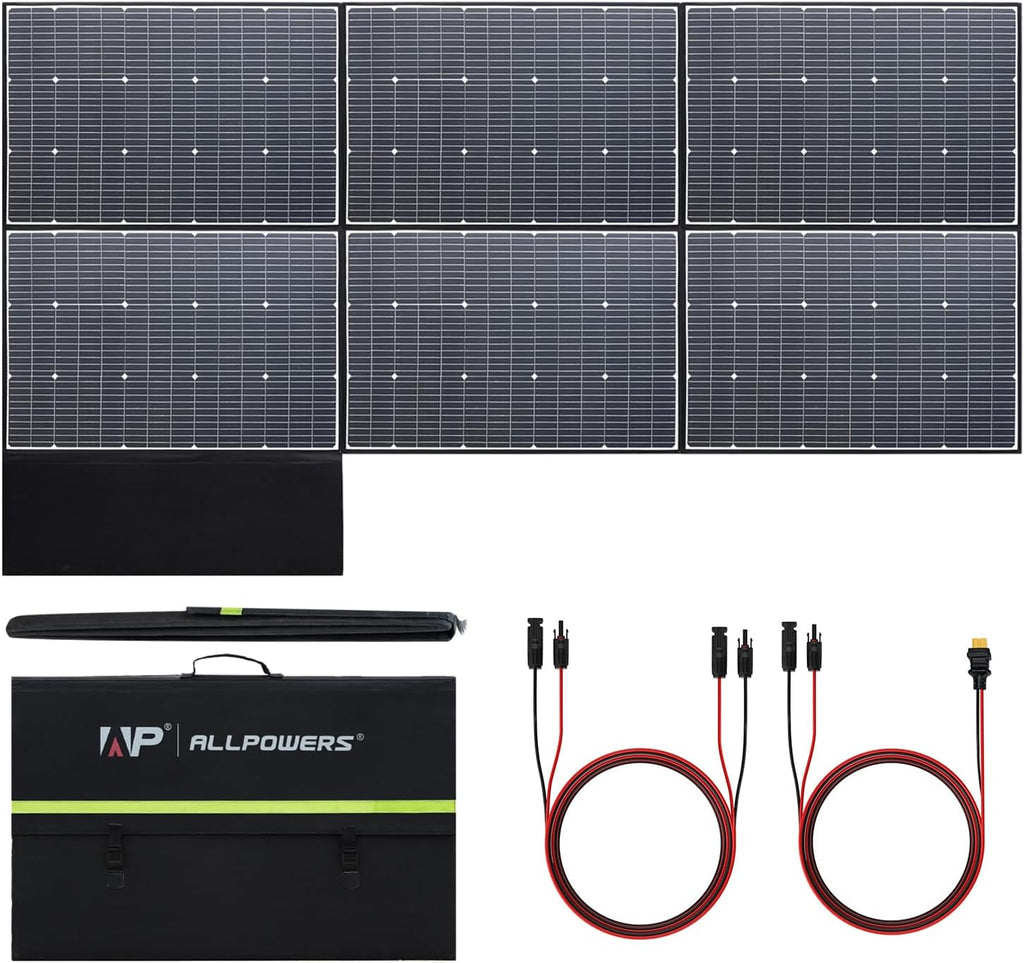 ALLPOWERS SP039 600W Foldable Solar Panel, 24% Efficient IP66 Waterproof for RV Camping Home & 12V Systems, Compact Portable Design