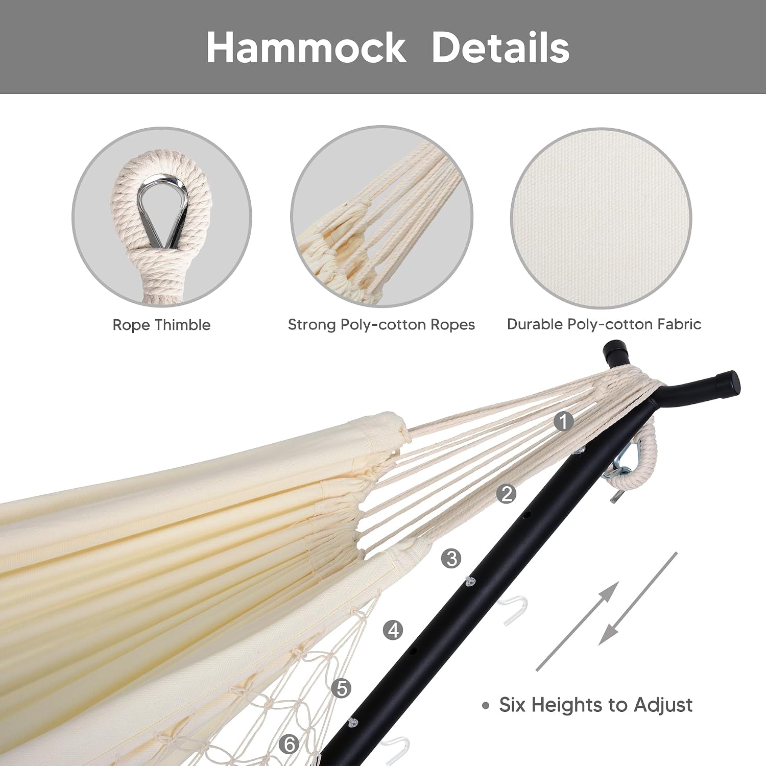 SUNCREAT 2-in-1 Convertible Portable Double Hammock with Stand Included, Outdoor Hammock and Stand, Patented, Natural Tassel
