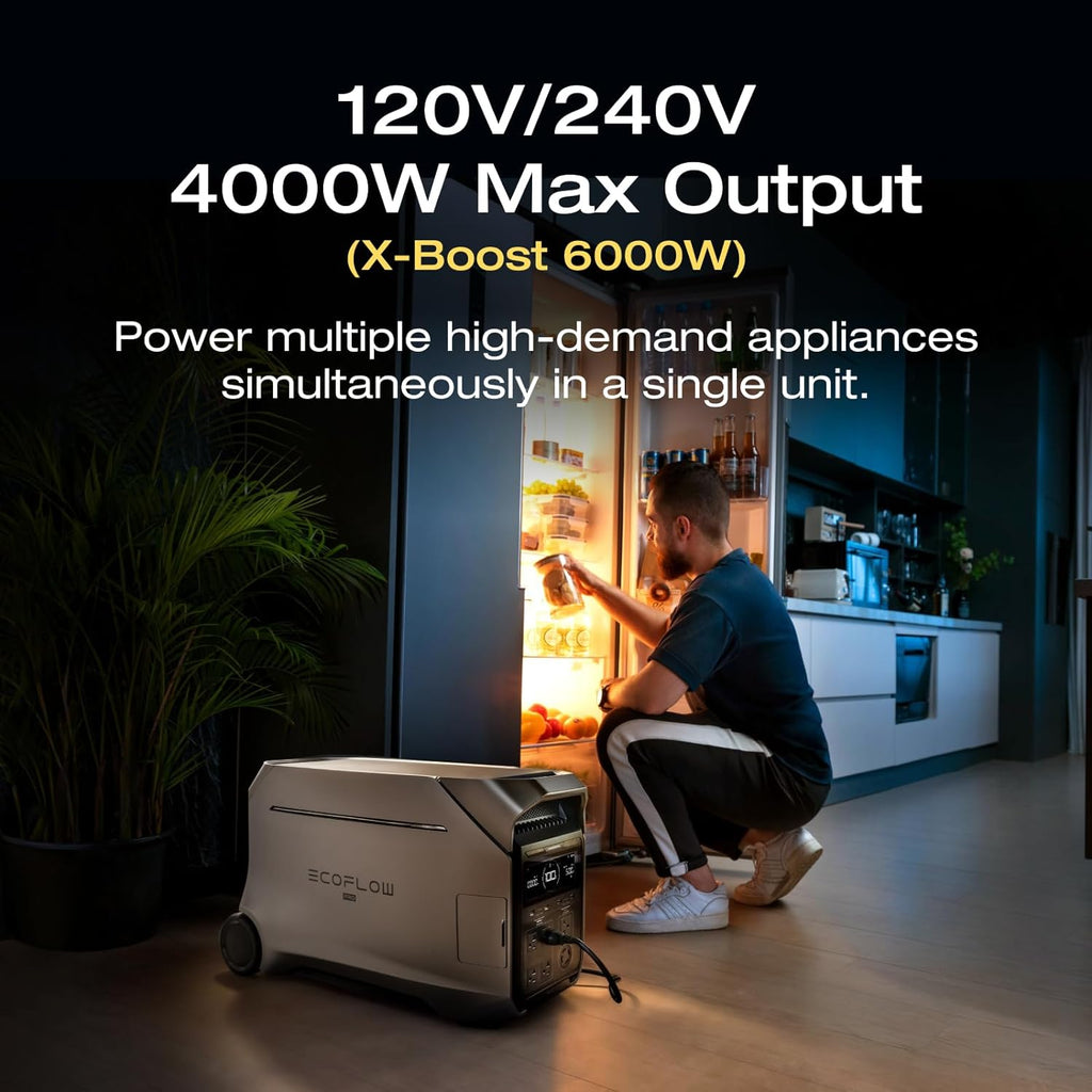 EF ECOFLOW 8kWh Home Battery Backup: 2 DELTA Pro 3 with 50 Amp Hub, 120/240V 8000W AC Output, Solar Generator for Home Use, Camping Accessories, Emergencies, Power Outages, RVs