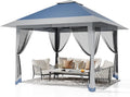 Pop Up Gazebo with Mosquito Netting - 13x13ft Canopy with Mosquito Net,Portable Instant & UV-Resistant Waterproof Gazebo Canopy for Backyard, Garden, Camping (Adjustable Height)