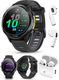 Garmin Forerunner 970 (Carbon Gray DLC Titanium/Translucent Black) Premium GPS Running & Triathlon Smartwatch - Bundle with PlayBetter Wireless Earbuds & HD Screen Protectors
