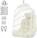 Chihee Egg Chair Foldable Wicker Rattan Hanging Swing Chairs Indoor Outdoor Patio Wicker Chair Hammock Chair with Stainless Steel Hanging Kit Chain Link UV Resistant Cushion Bedroom Balcony