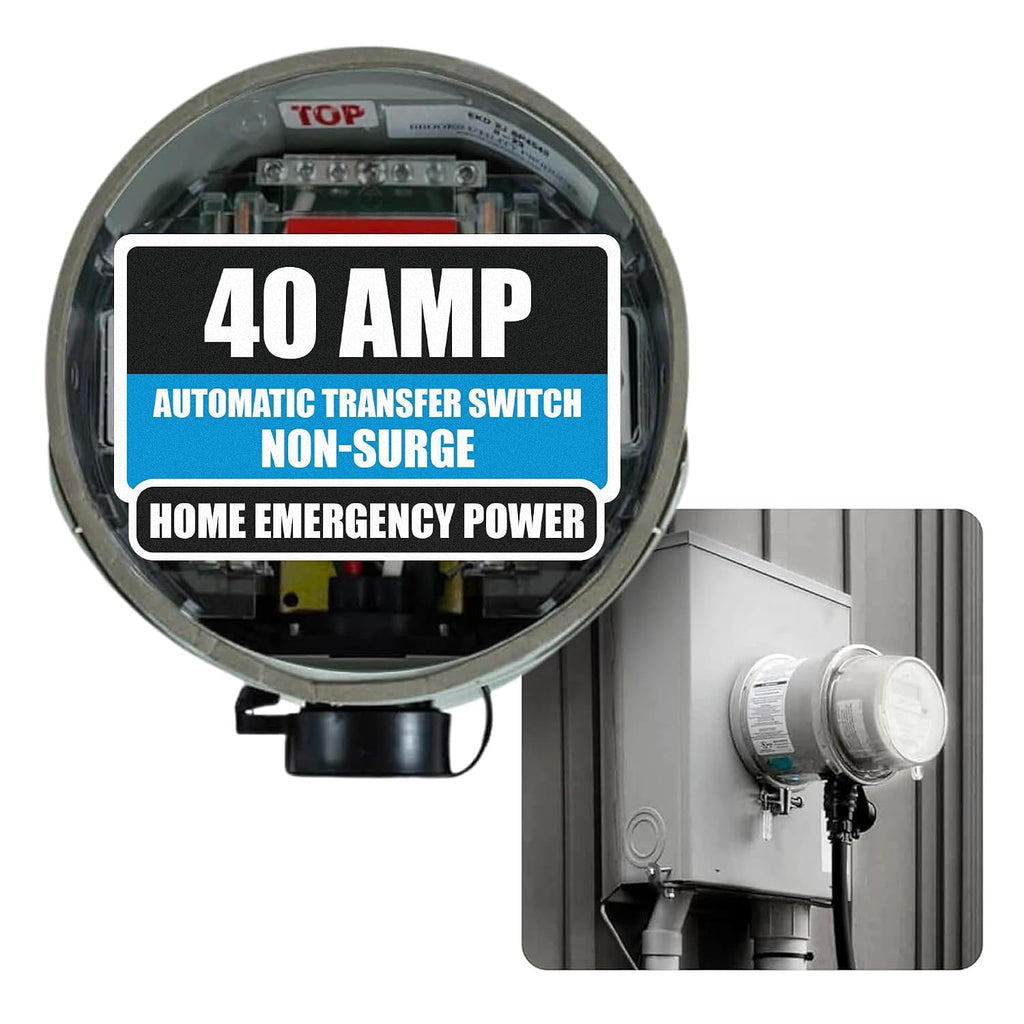 GenerLink Automatic Transfer Switch for Home Generator Non-Surge - Meter Mounted Transfer Switch for Portable Generators - Outdoor & Home Transfer Switch - Fast and Easy Installation - 40AMP