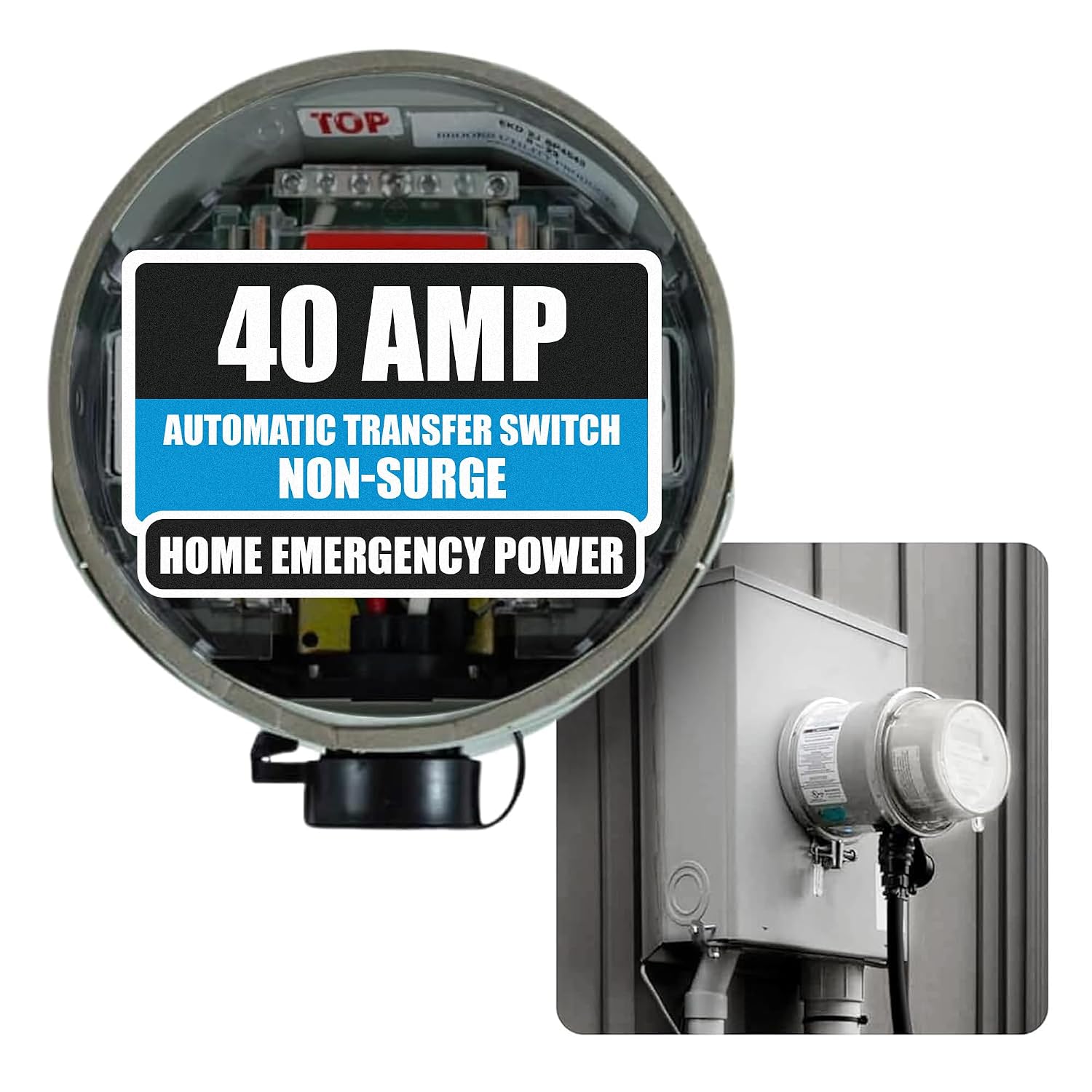 GenerLink Automatic Transfer Switch for Home Generator Non-Surge - Meter Mounted Transfer Switch for Portable Generators - Outdoor & Home Transfer Switch - Fast and Easy Installation - 40AMP
