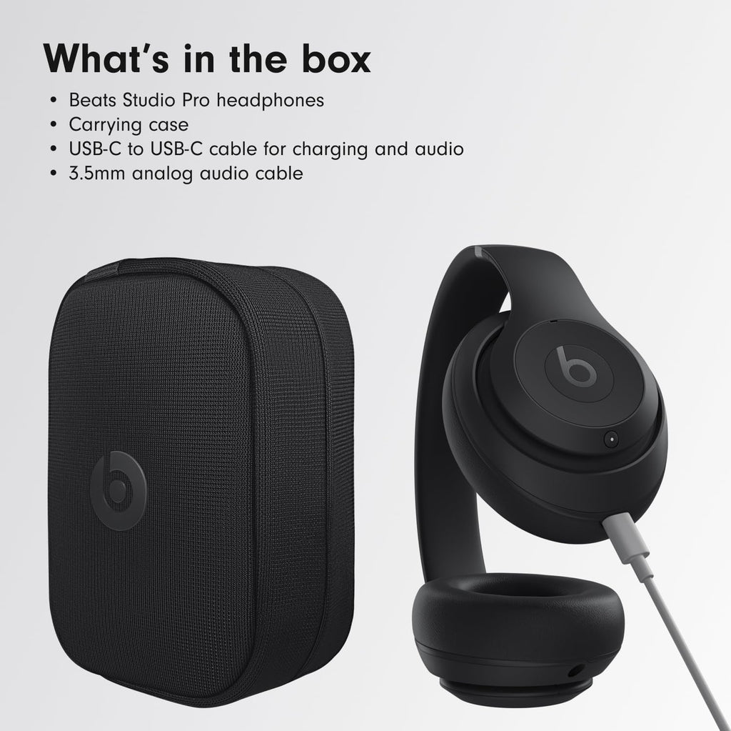 Beats Studio Pro Premium Wireless Over-Ear Headphones- Up to 40-Hour Battery Life, Active Noise Cancelling, Great for Travel & Commuting, USB-C Lossless Audio, Apple & Android Compatible -Black